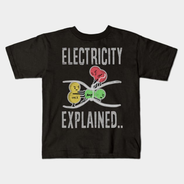 Electricity Explained Kids T-Shirt by xalauras studio